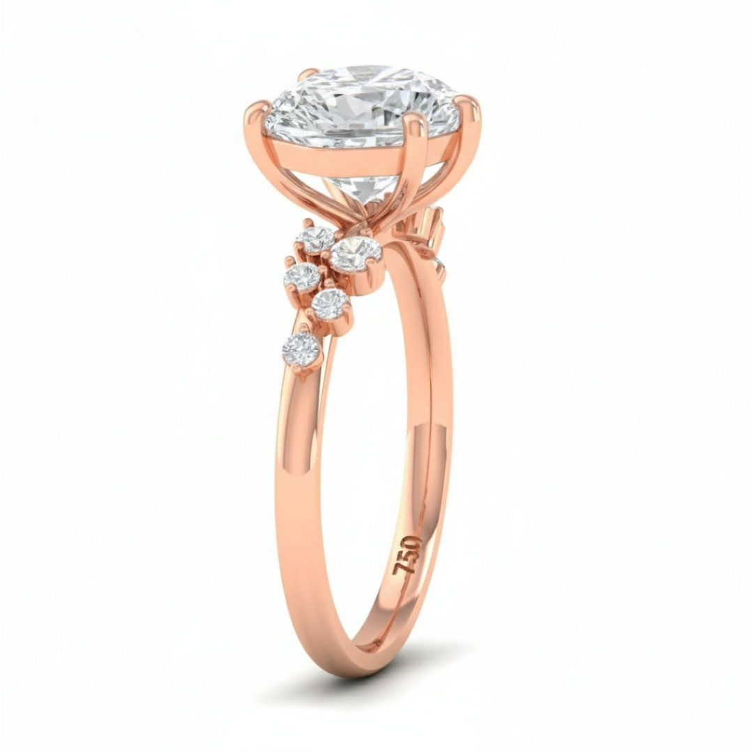 Layla Heart Cut Diamond Engagement Ring with Diamond Accent Band
