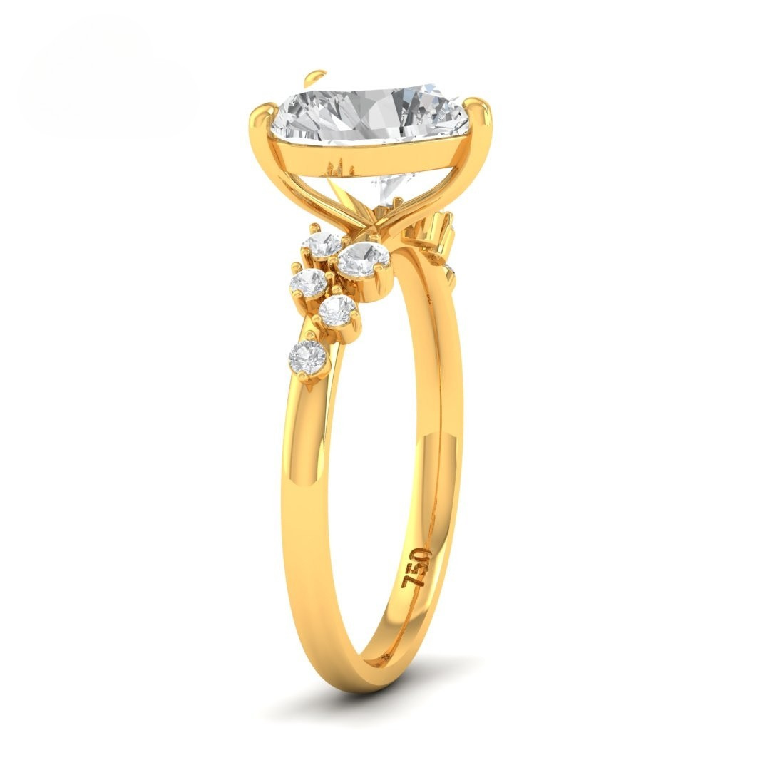 Layla Heart Cut Diamond Engagement Ring with Diamond Accent Band