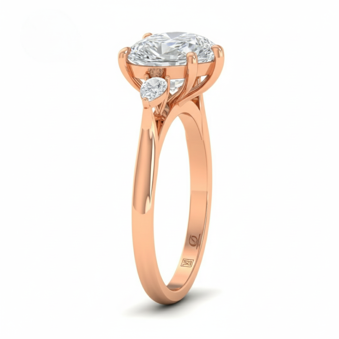 Sofia Heart Cut Diamond Engagement Ring With A Pear Cut Side Diamonds