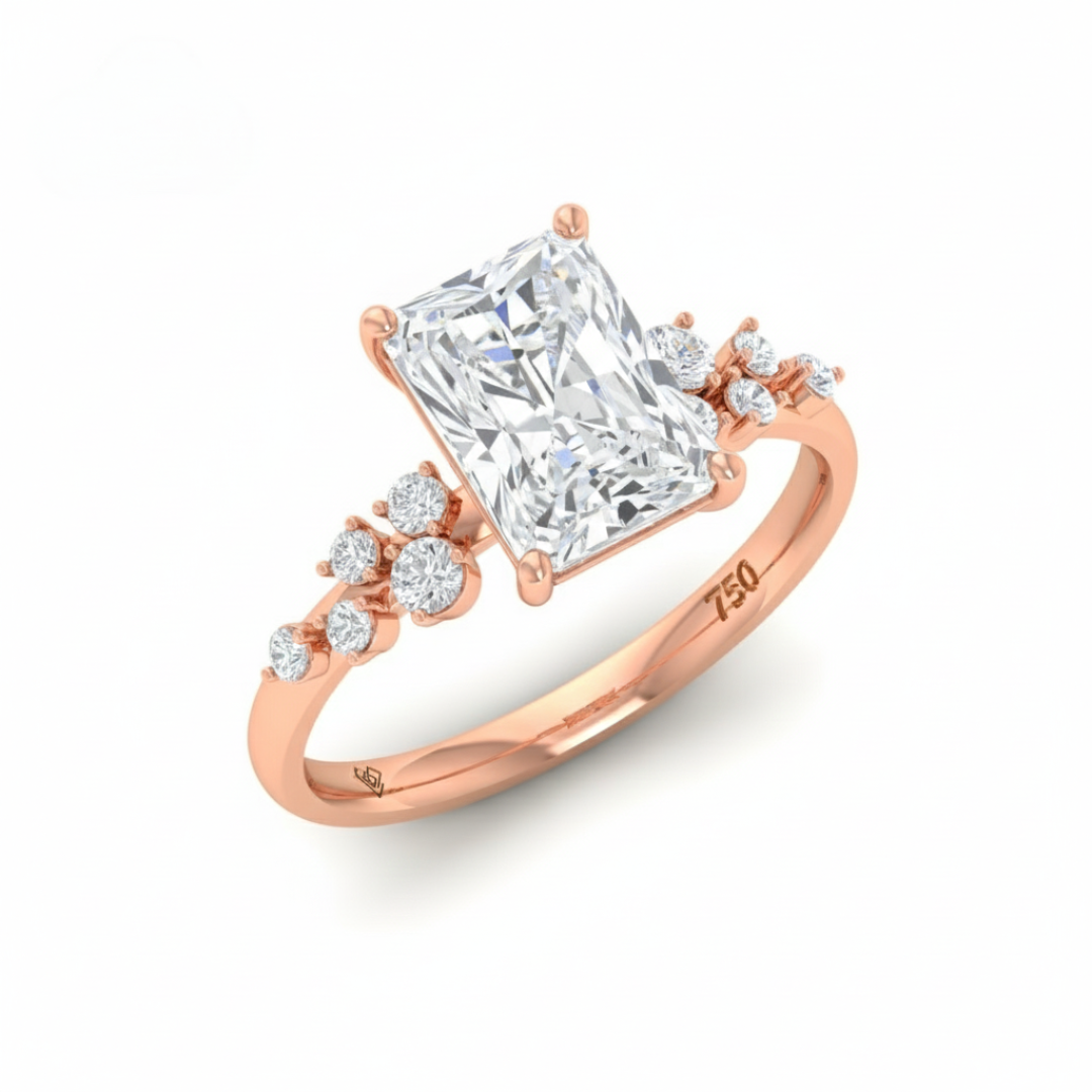 Layla Radiant Cut Diamond Engagement Ring With Accent Band
