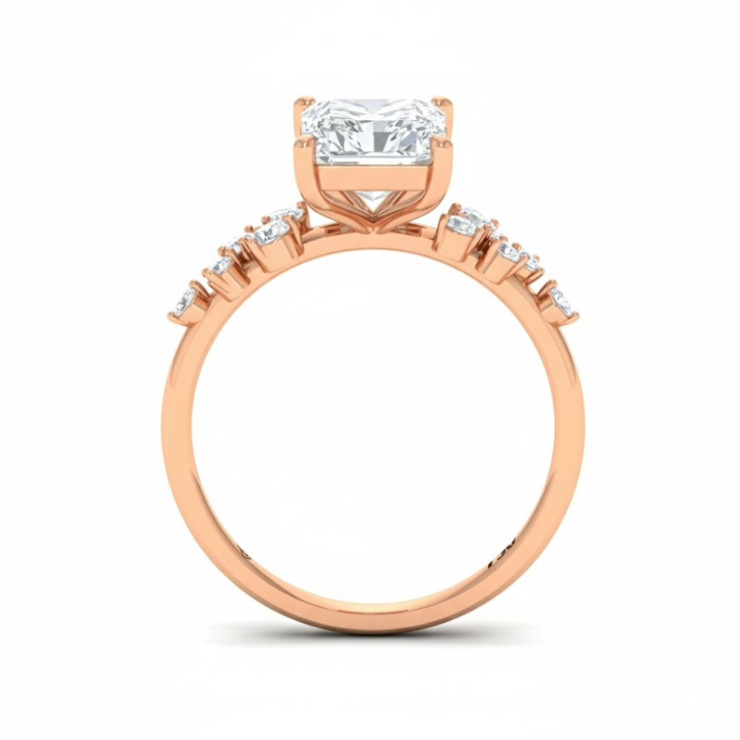 Layla Radiant Cut Diamond Engagement Ring With Accent Band