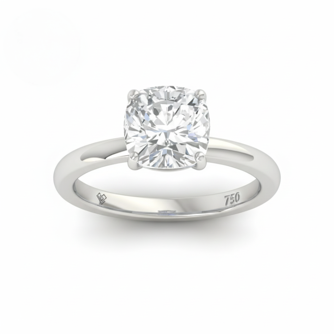 Noémie Solitaire Cushion Cut With Diamond Engagement Ring