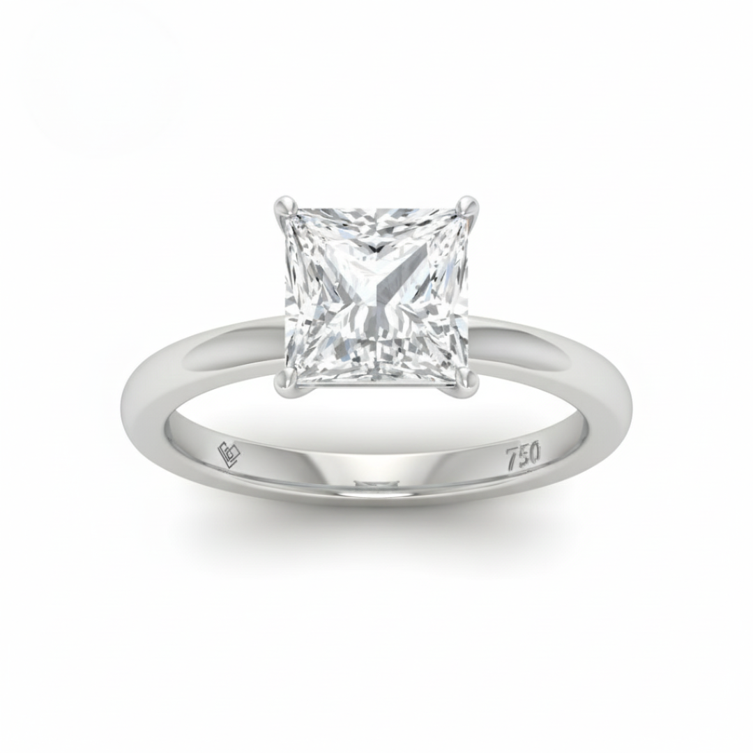Noémie Solitaire Princess Cut With Diamond Engagement Ring