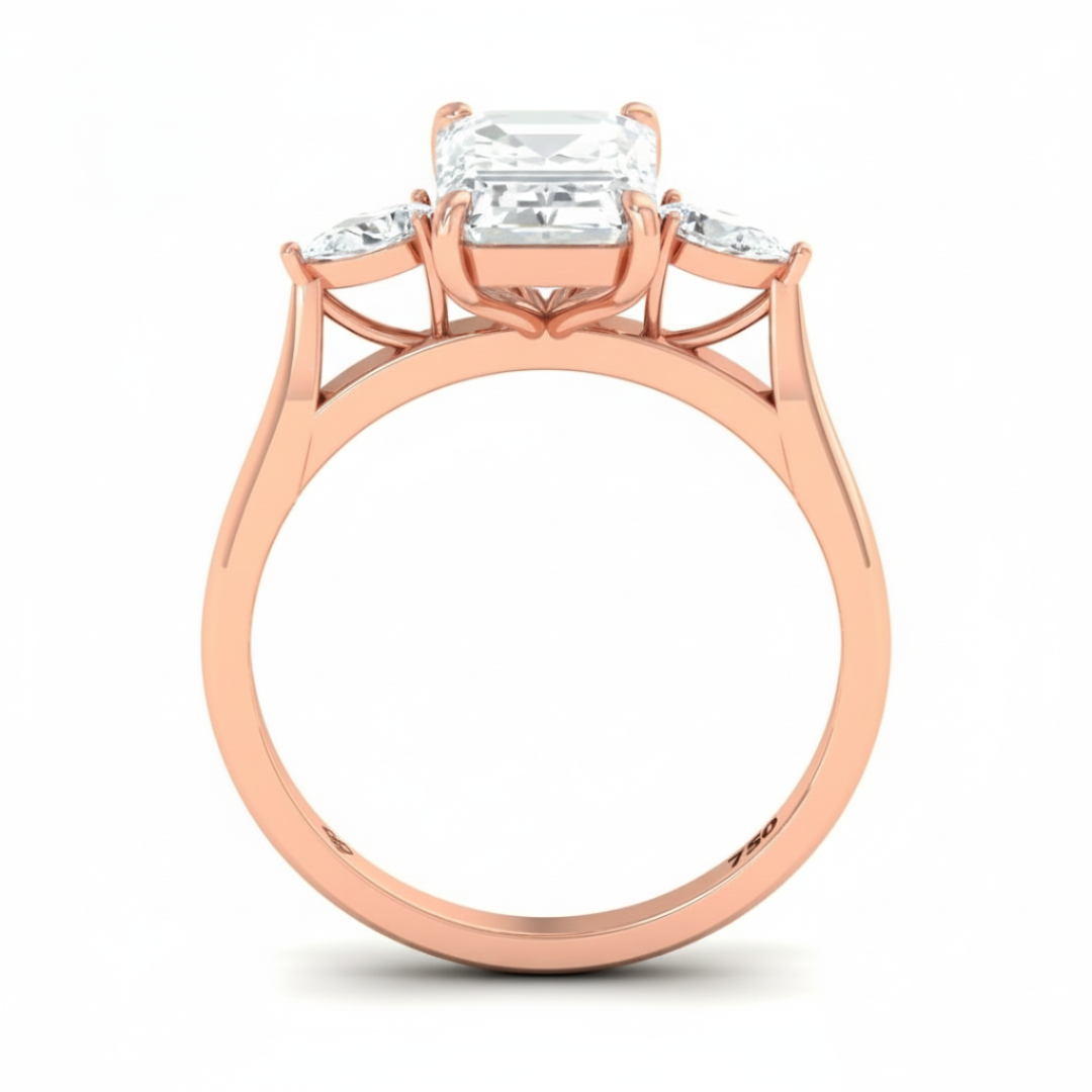 Sofia Emerald Cut Diamond Engagement Ring With A Pear Sides