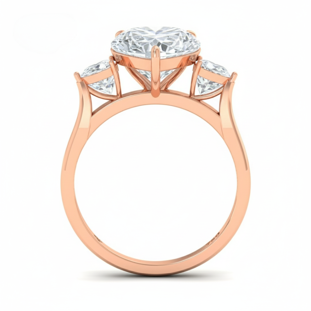 Sofia Heart Cut Diamond Engagement Ring With A Pear Cut Side Diamonds