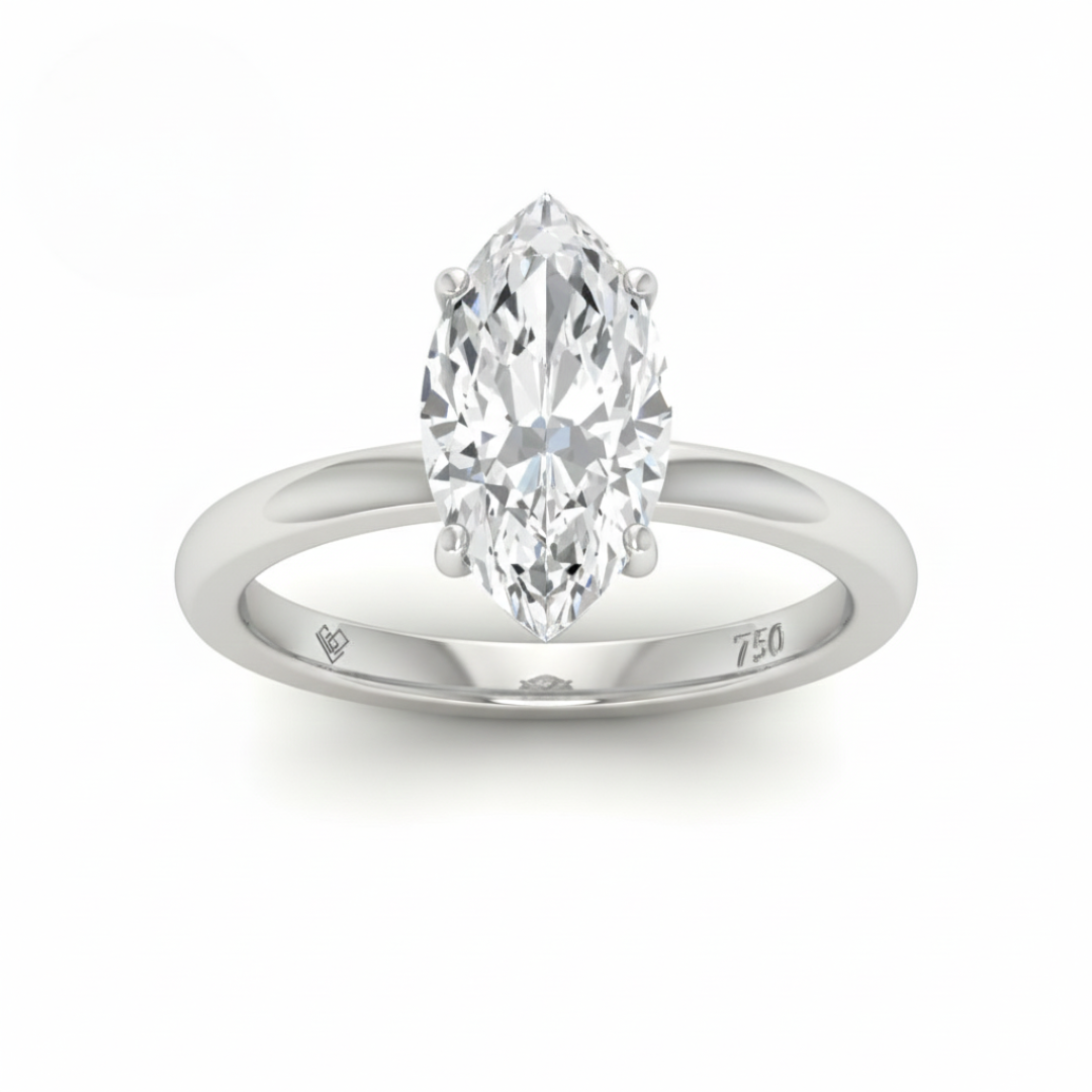 Léa Marquise Cut Diamond With Hidden Halo Engagement Ring