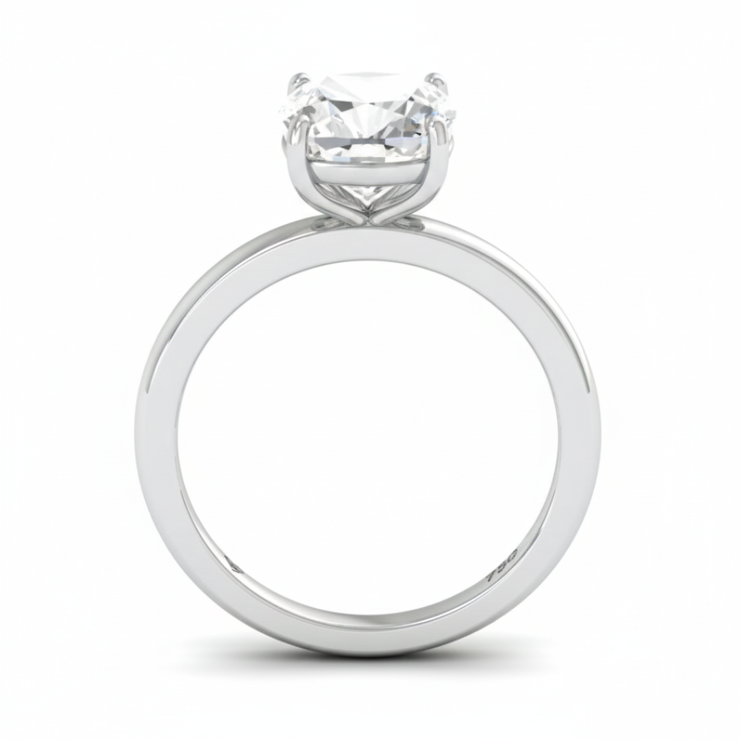 Noémie Solitaire Cushion Cut With Diamond Engagement Ring