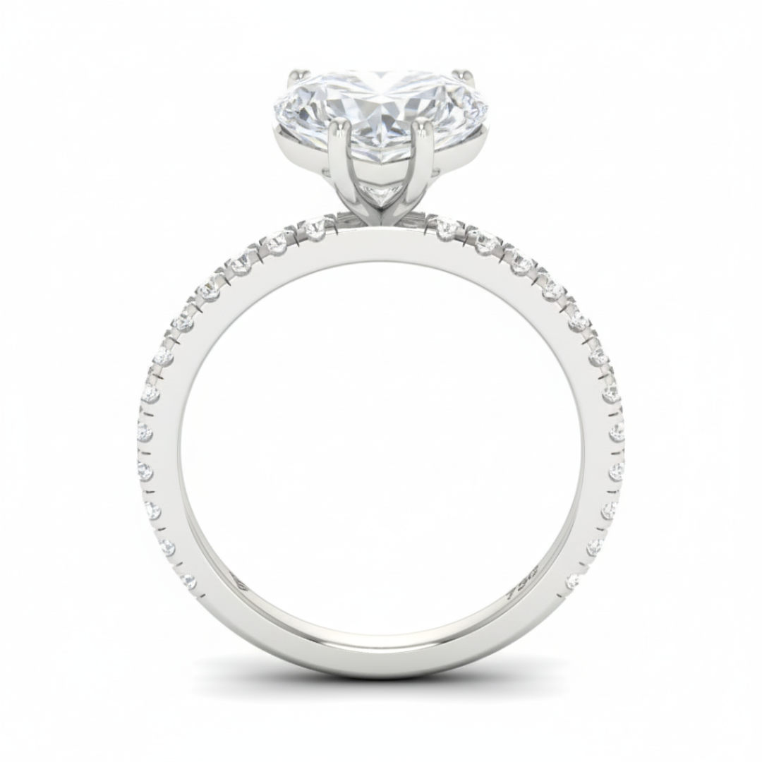 Abigail Heart With Diamond Band Engagement Ring