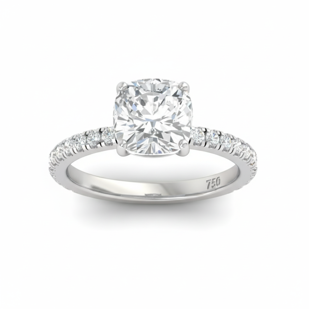 Abigail Cushion With Diamond Band Engagement Ring