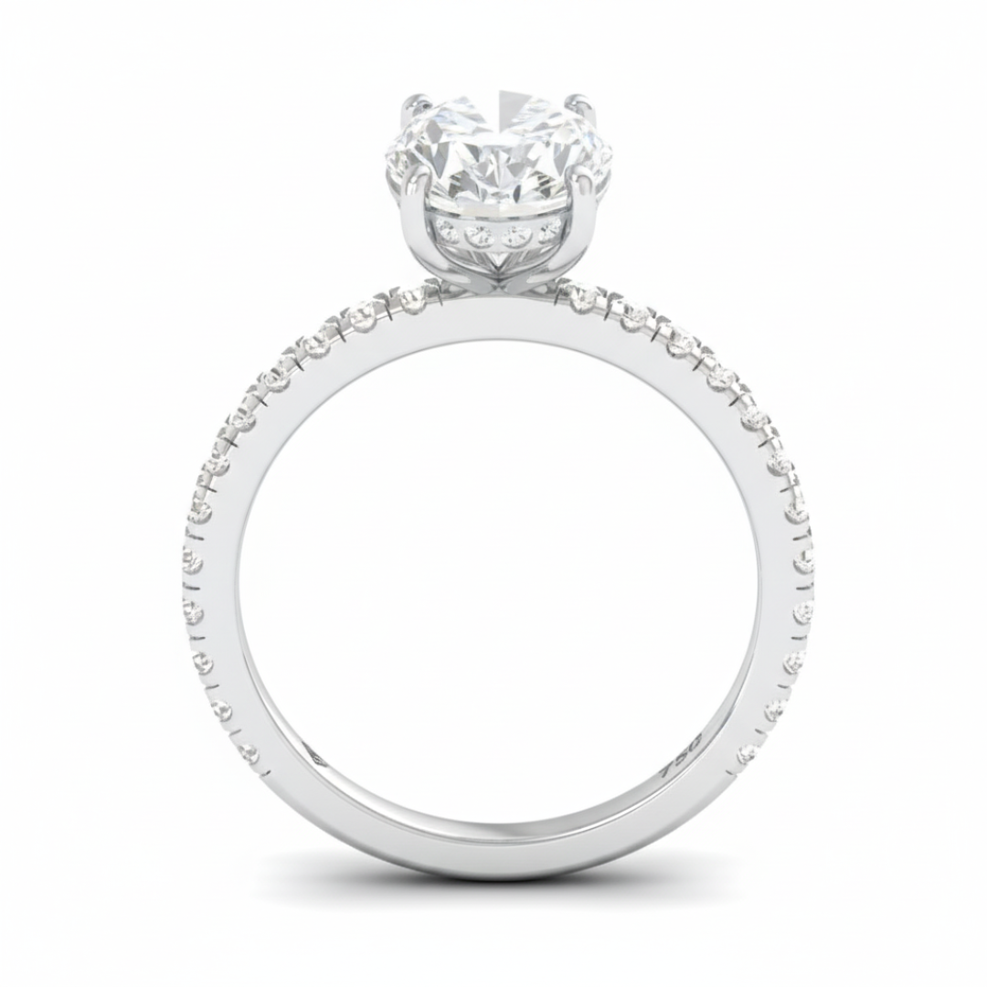 Chloé Oval Cut Diamond Engagement Ring with Diamond Hidden Halo and Diamond Band