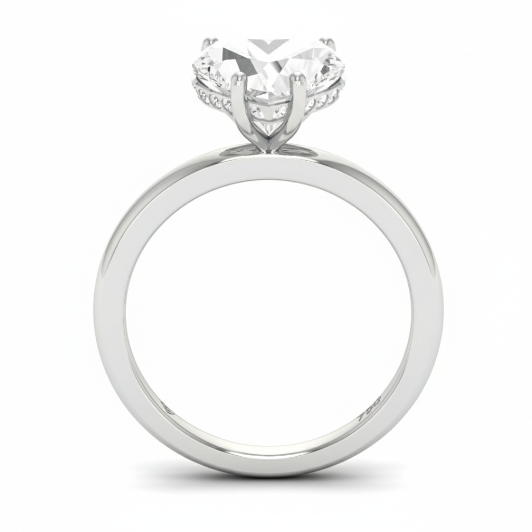 Bague de fiançailles Léa en diamant taille cœur avec halo caché