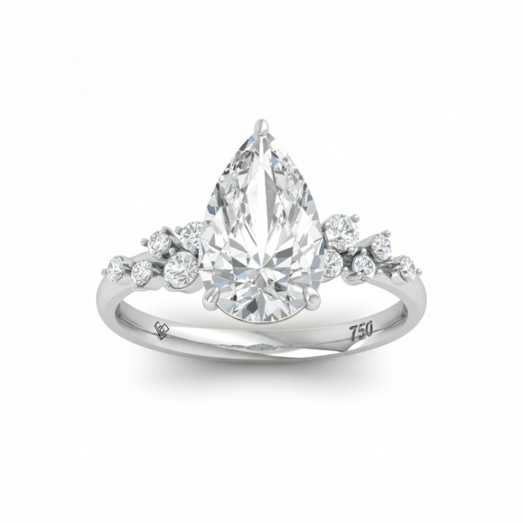 Layla Pear Cut Diamond Engagement Ring With Diamond Accent Band