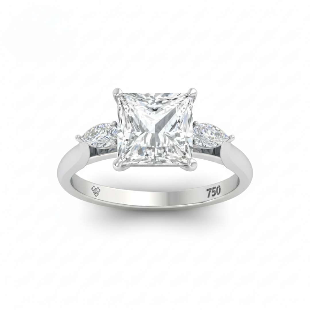 Sofia Princess Cut Diamond Engagement Ring With A Pear sides