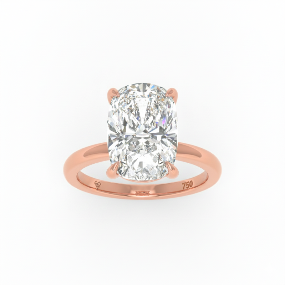 Noémie Solitaire Cushion Cut With Diamond Engagement Ring