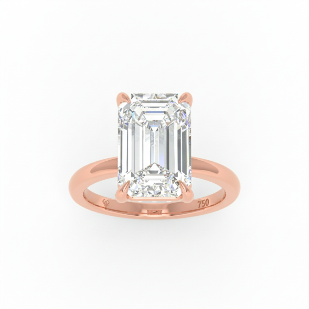 Léa Emerald Cut Diamond With Hidden Halo Engagement Ring