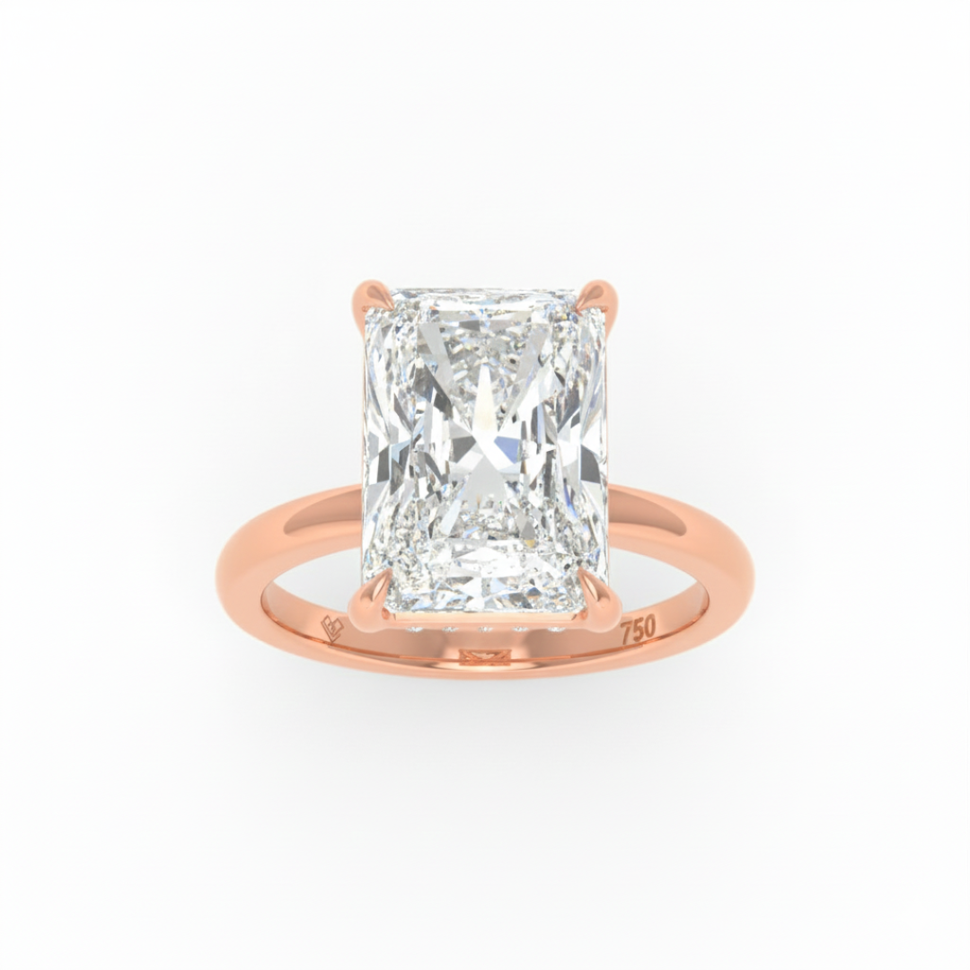 Bague de fiançailles Léa en diamant taille radiant avec halo caché