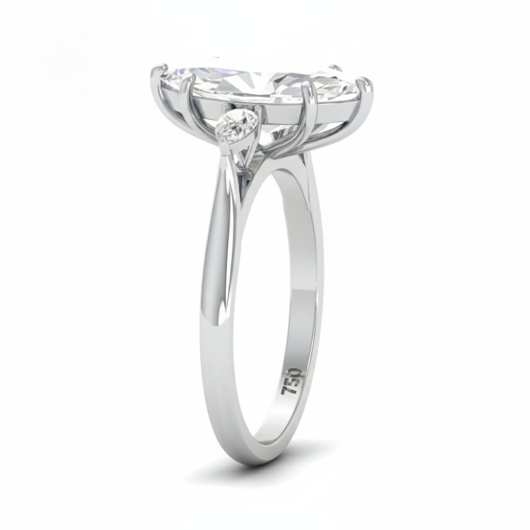 Sofia Marquise Cut Diamond Engagement Ring with Pear Cut Side Diamonds