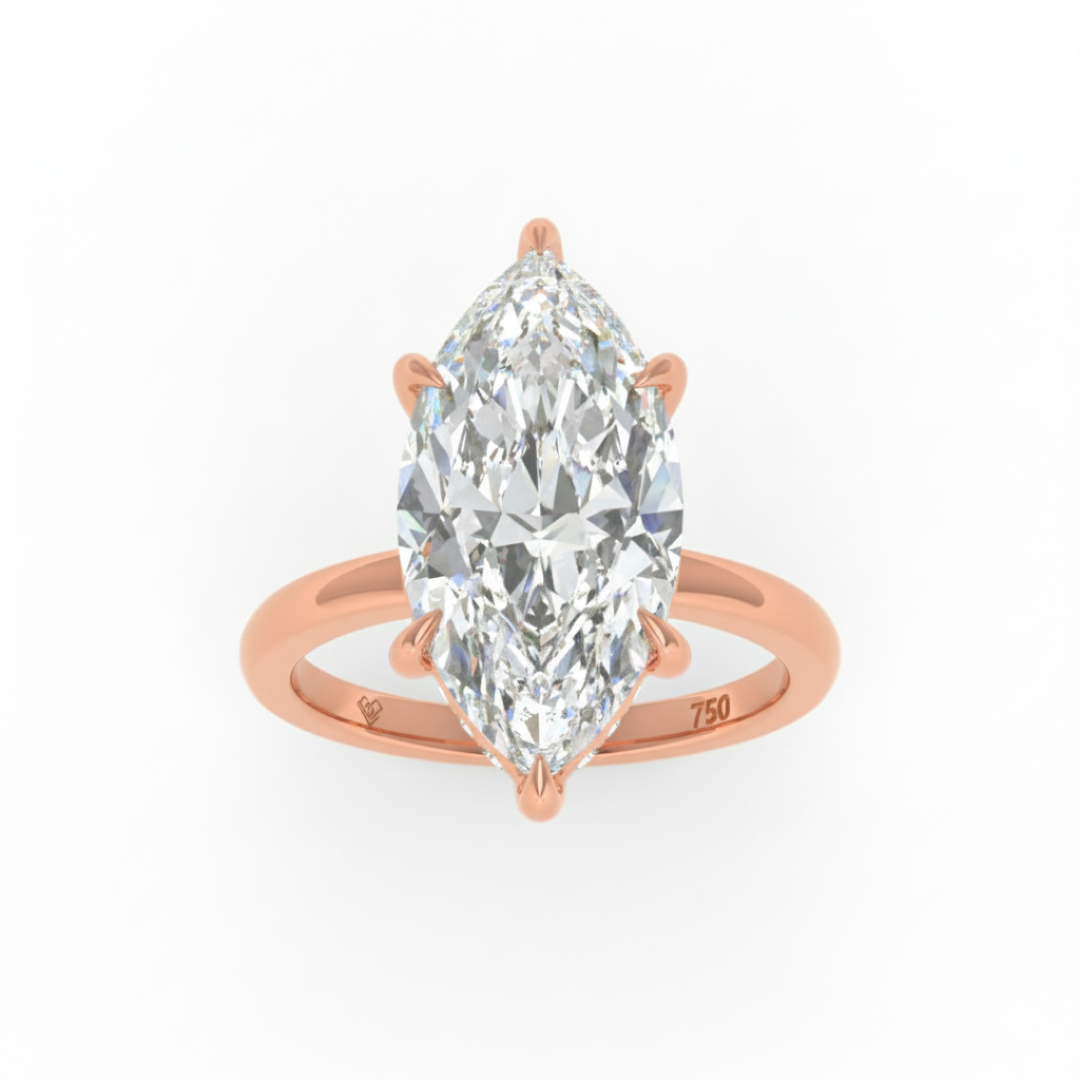Léa Marquise Cut Diamond With Hidden Halo Engagement Ring