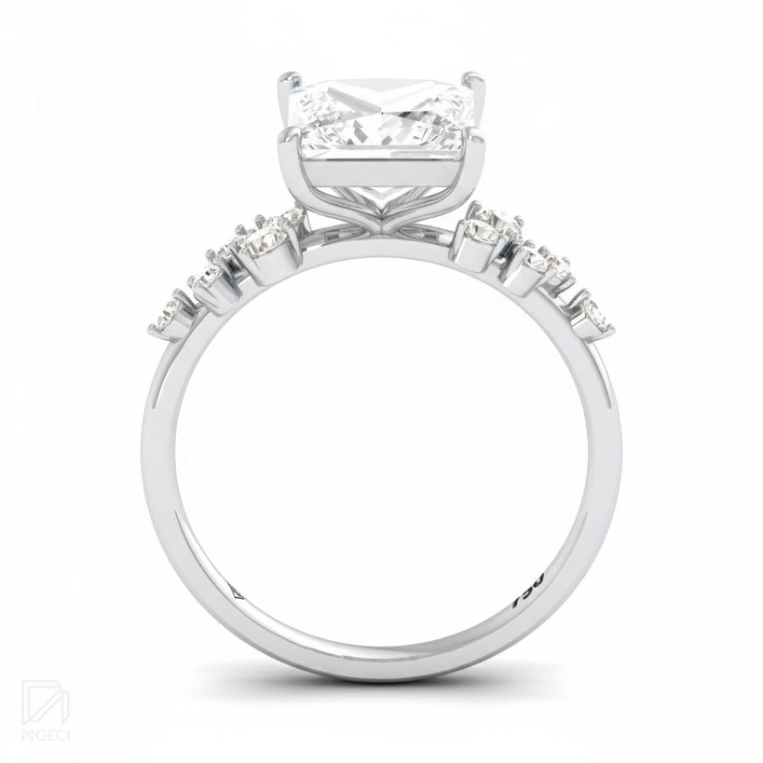 Bague de fiançailles Layla avec diamant taille princesse et anneau accentué