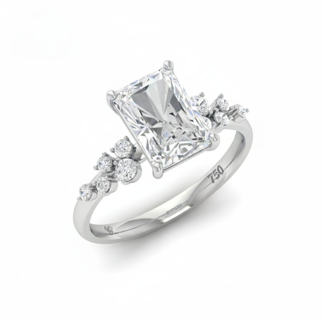 Layla Radiant Cut Diamond Engagement Ring With Accent Band