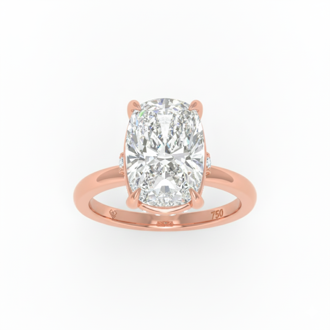 Léa Cushion Cut Diamond With Hidden Halo Engagement Ring