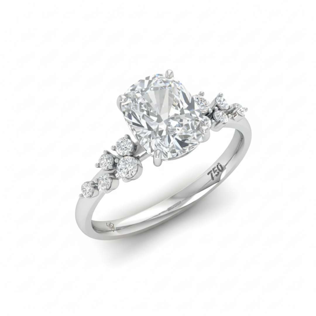 Layla Cushion Diamond Engagement Ring With Diamond Accent Band