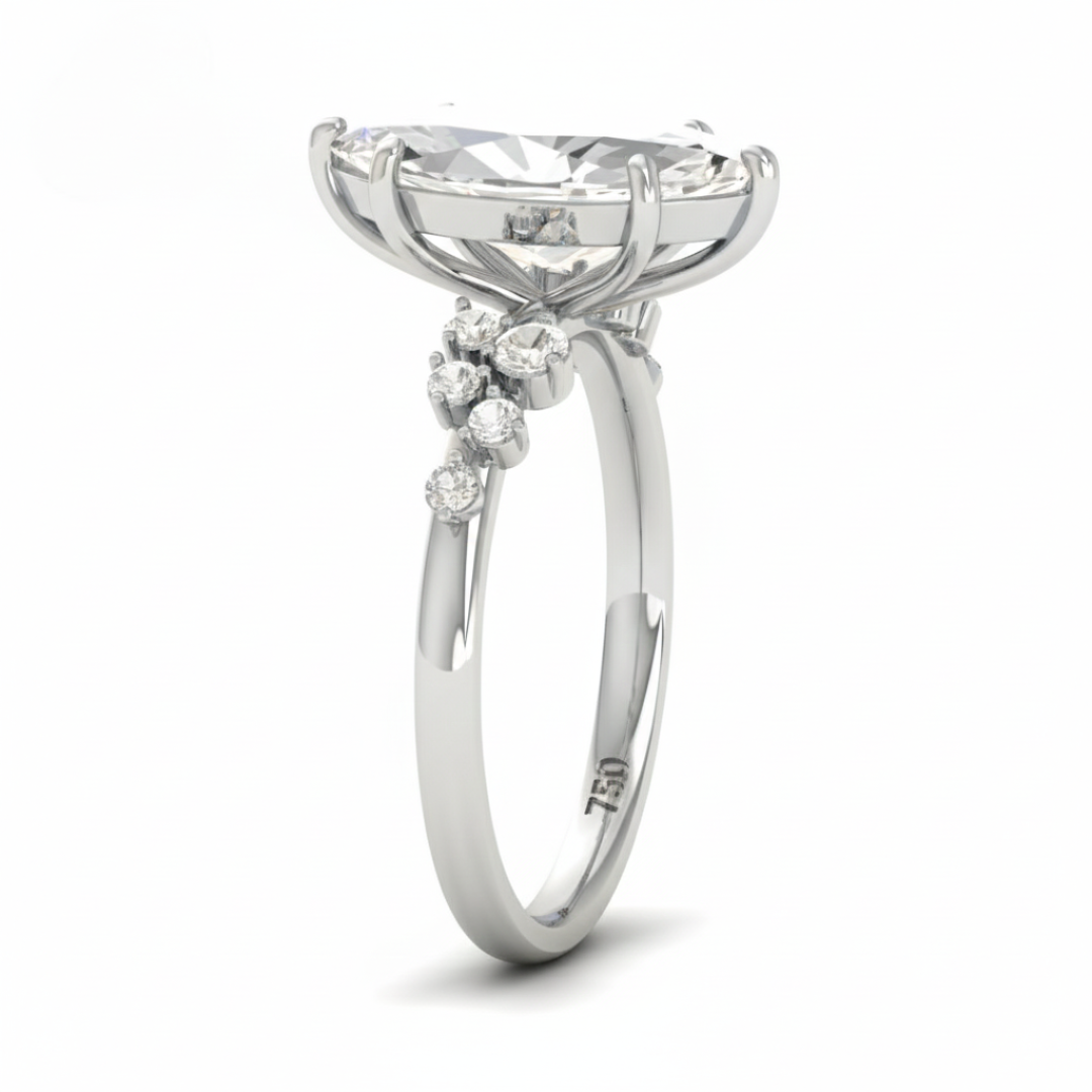 Layla Marquise Cut Diamond Engagement Ring With Accent Band