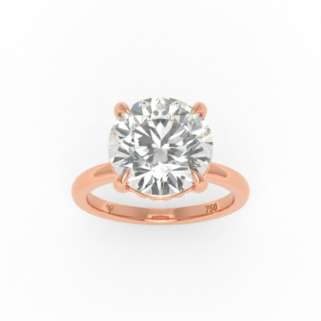 Léa Round Cut Diamond With Hidden Halo Engagement Ring