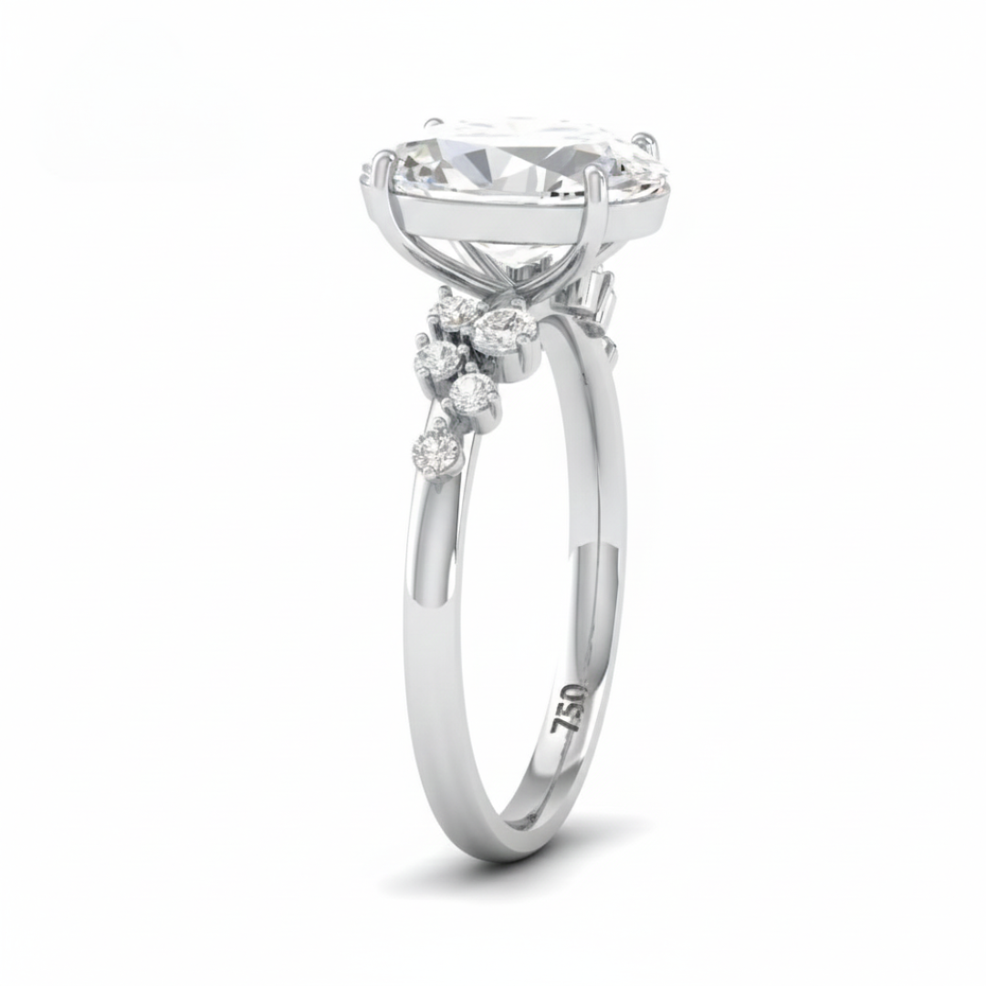 Layla Oval Cut Diamond Engagement Ring With Diamond Accent Band