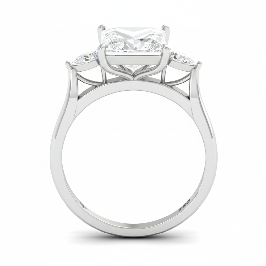 Sofia Princess Cut Diamond Engagement Ring With A Pear sides
