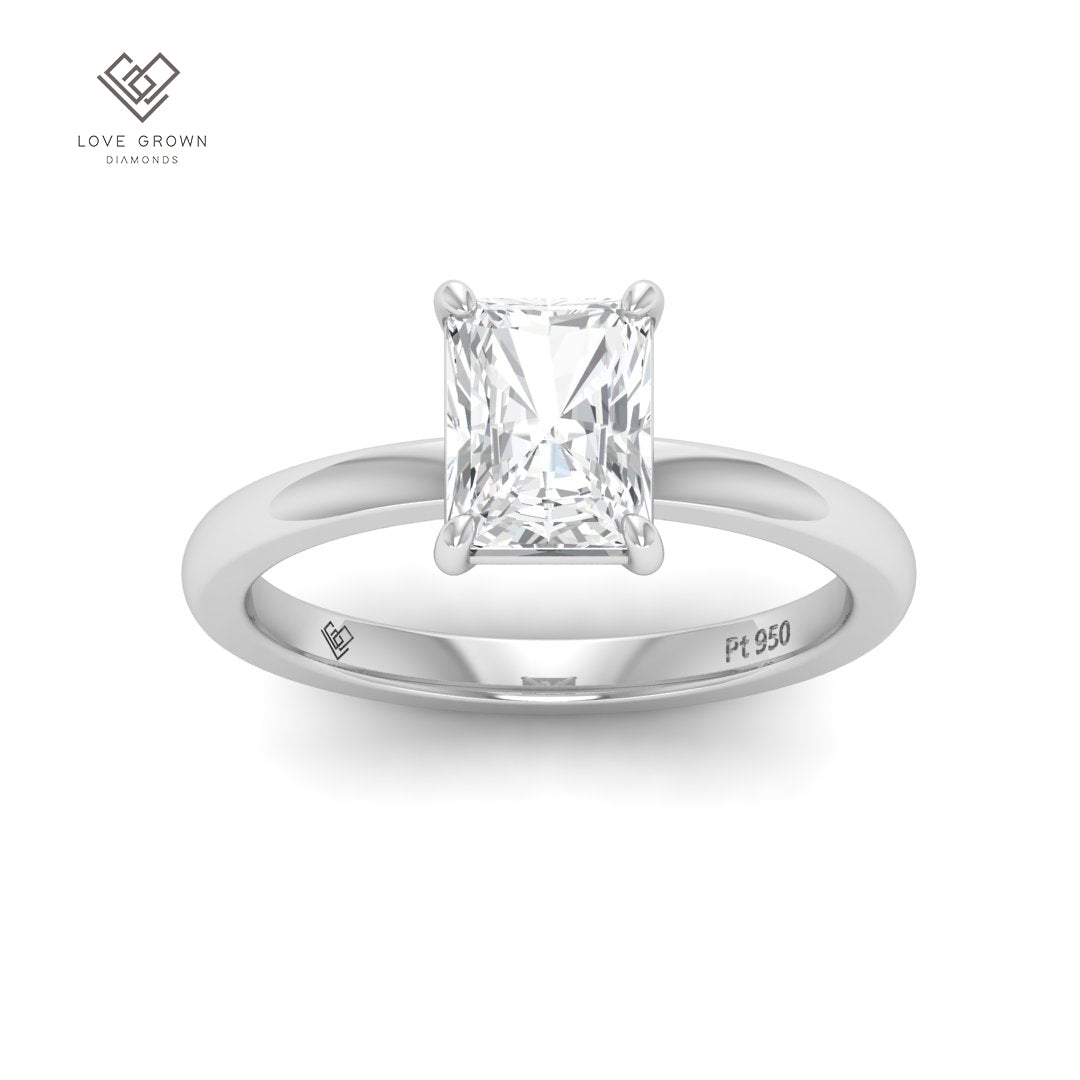 Noémie Solitaire Radiant Cut Diamond Engagement Ring on Platinum Band.