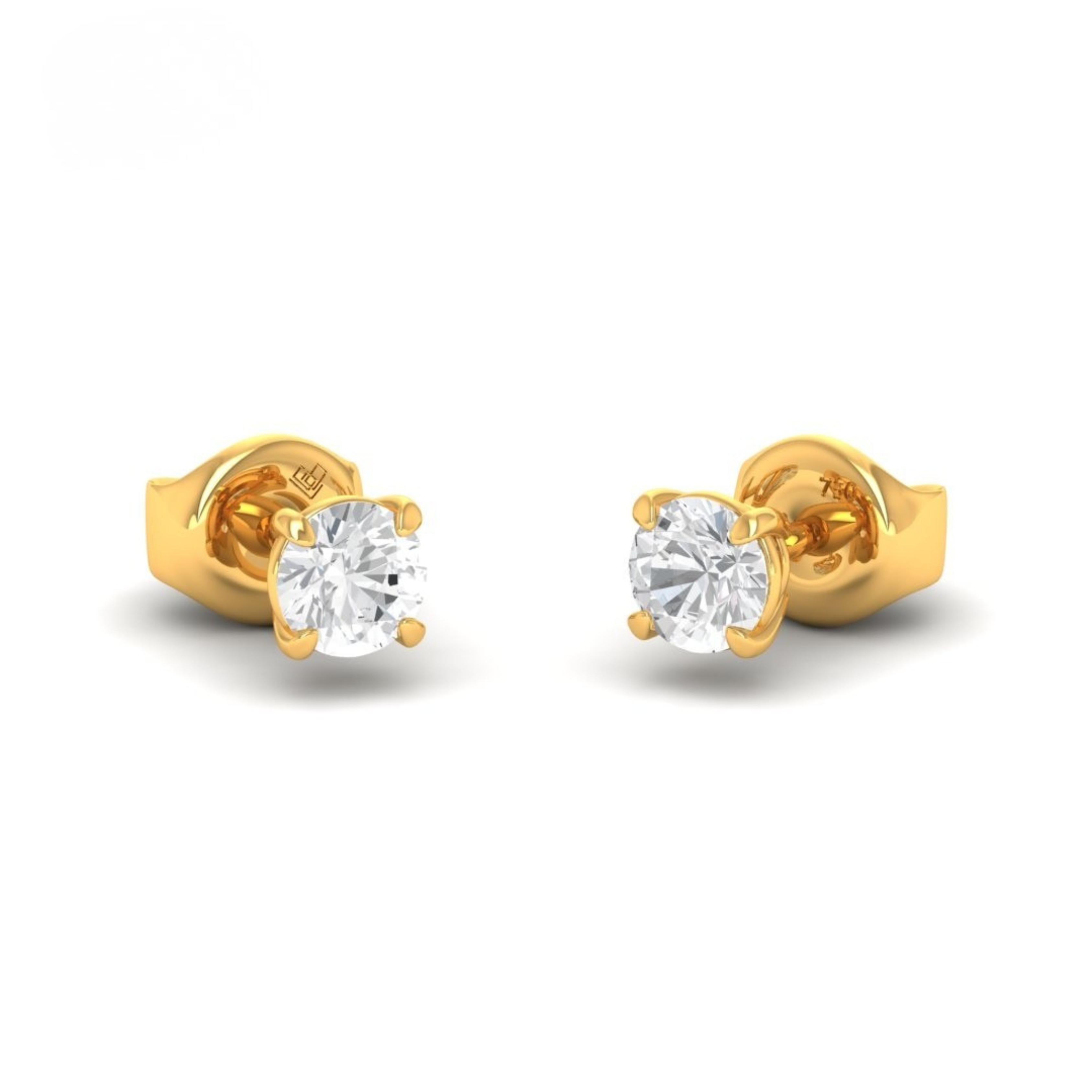 Irène 1.00ct diamond stud earrings with gold setting and VVS clarity diamonds