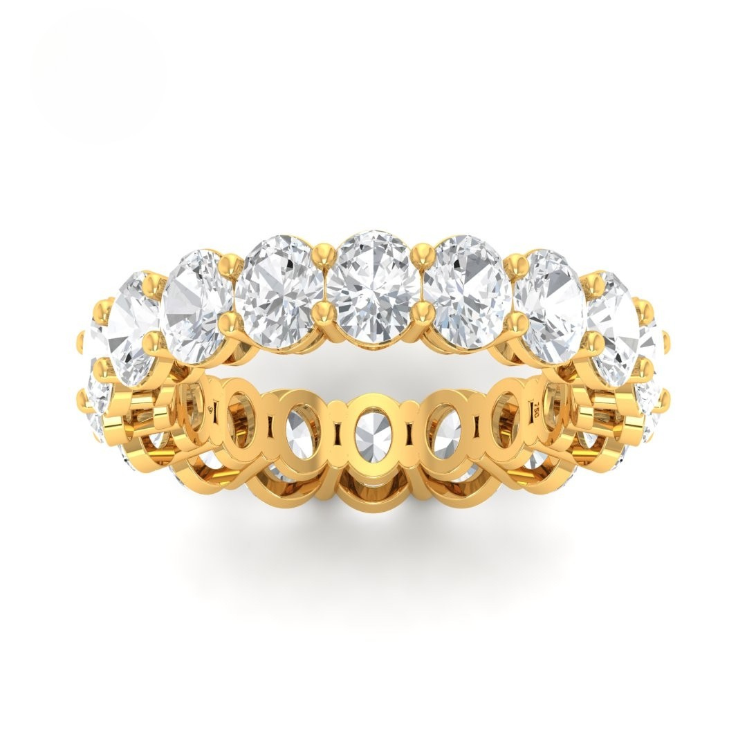 Victoria Oval cut wedding band 5.00 ct full eternity ring with prong set oval diamonds in yellow gold