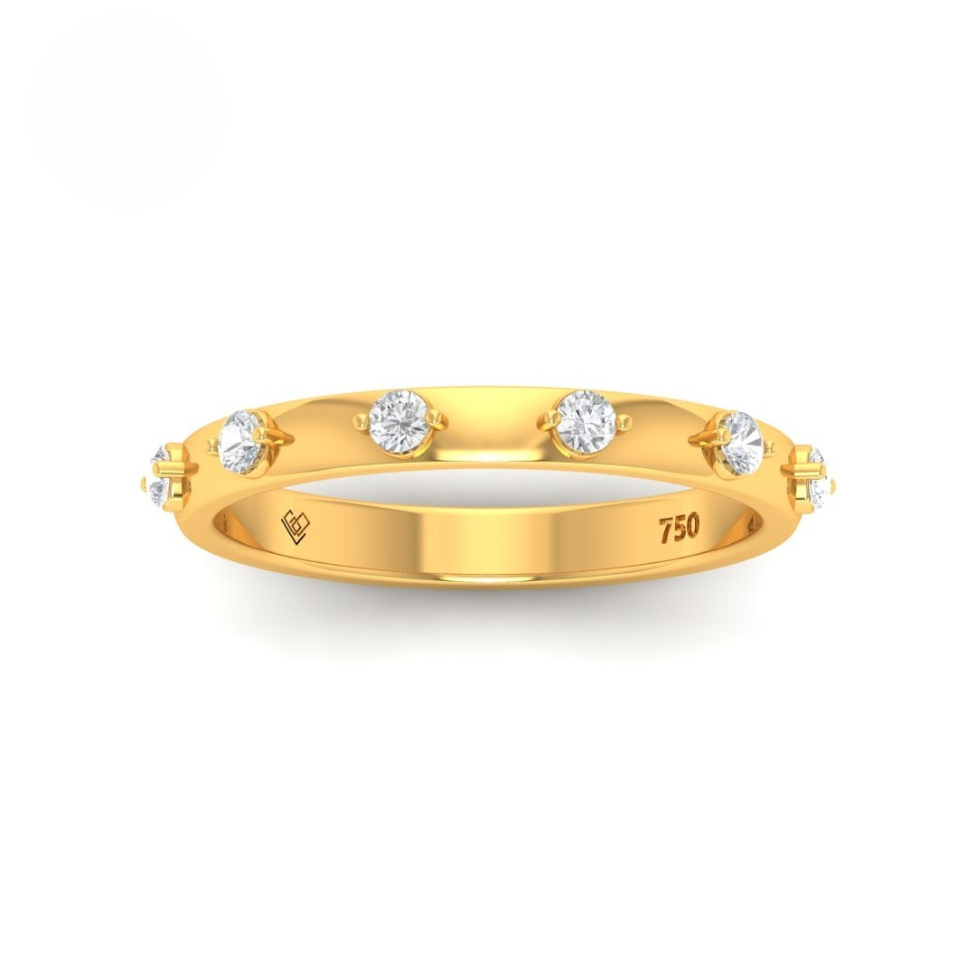 18k gold Piper Round Cut Diamond wedding band with six lab-grown diamonds totaling 0.3ct, elegant and ethical design