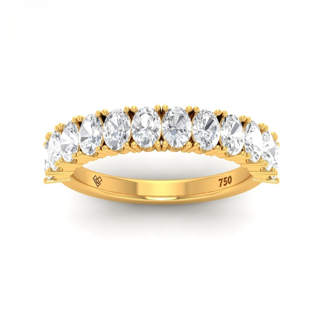 Theodora Oval Cut Diamond Band 18k gold ring with 10 oval lab-grown diamonds totaling 1ct