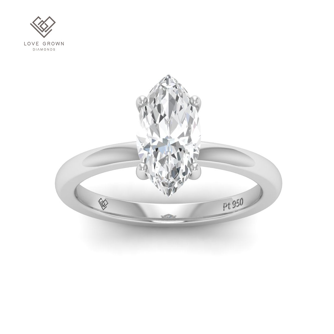 Noémie Solitaire Marquise Cut Diamond Ring on Platinum Band