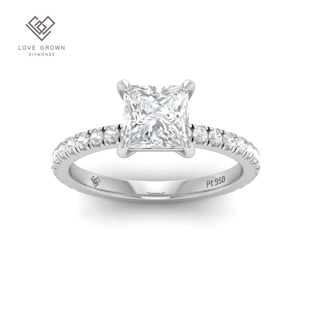 Abigail Princess With Diamond Band Engagement Ring