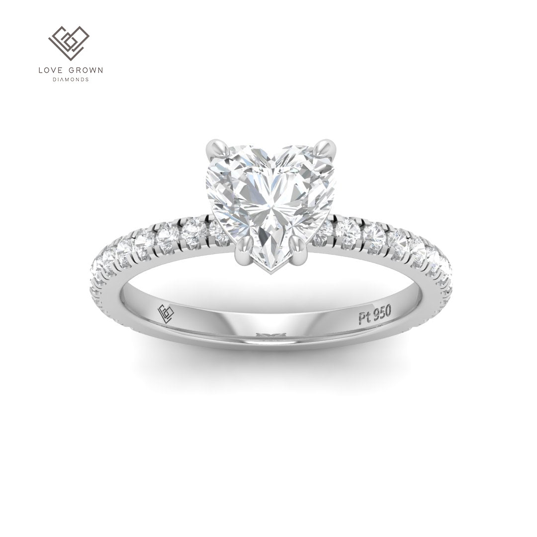 Abigail Heart With Diamond Band Engagement Ring