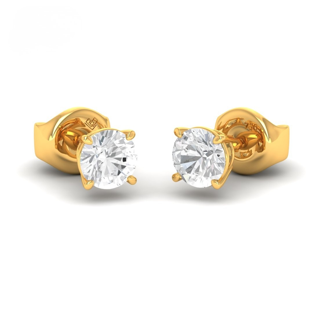 Elodie 2.00ct diamond stud earrings with D/E color and VVS clarity in gold setting