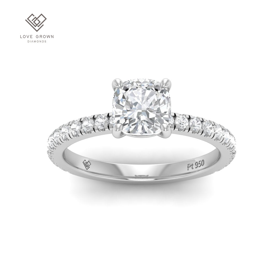 Abigail Cushion With Diamond Band Engagement Ring