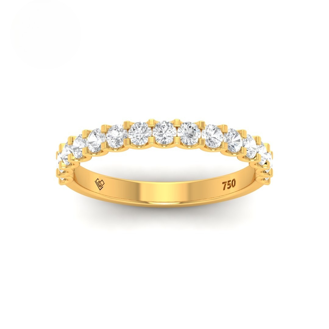 Yvette Round Cut 18k gold wedding band with 15 handpicked round diamonds totaling 0.70ct