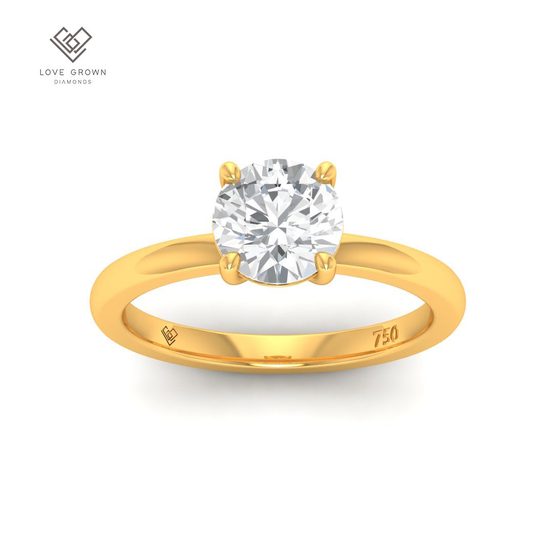 Noémie Solitaire Round Cut Diamond Engagement Ring in 18k Gold Band.