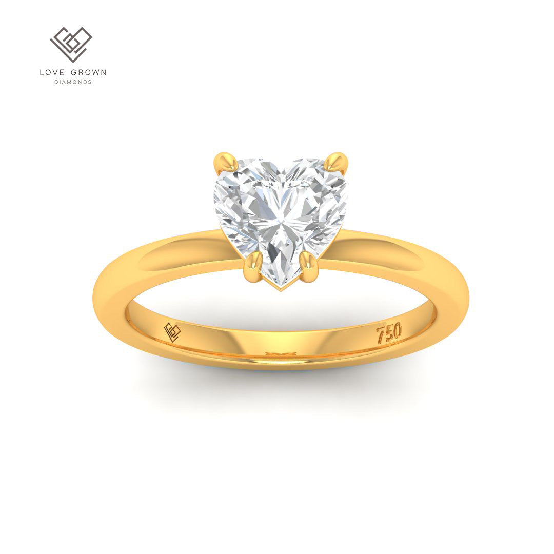 Noémie Solitaire Heart Cut Diamond Engagement Ring on Gold Band.