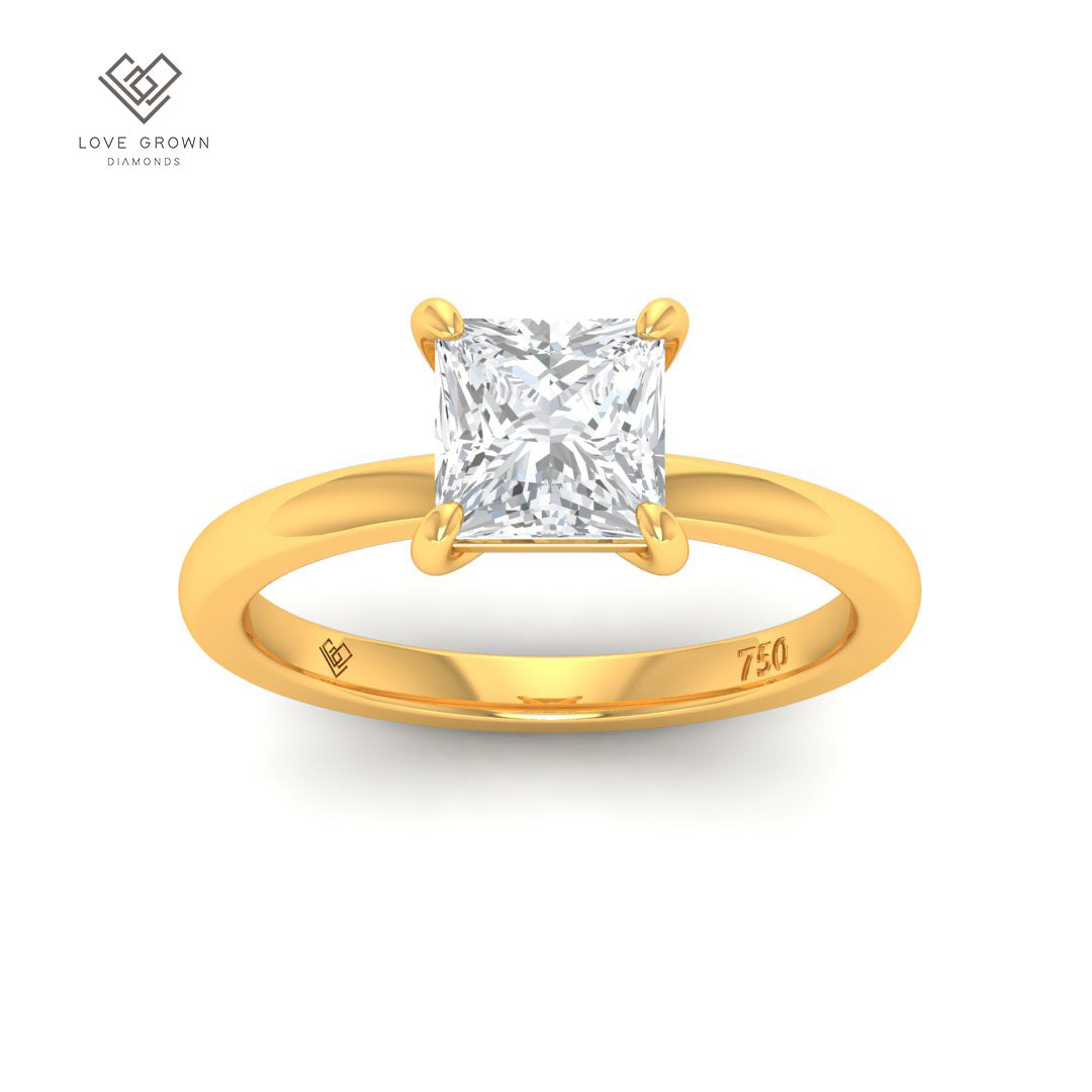 Noémie Solitaire Princess Cut Diamond Engagement Ring in Gold Band