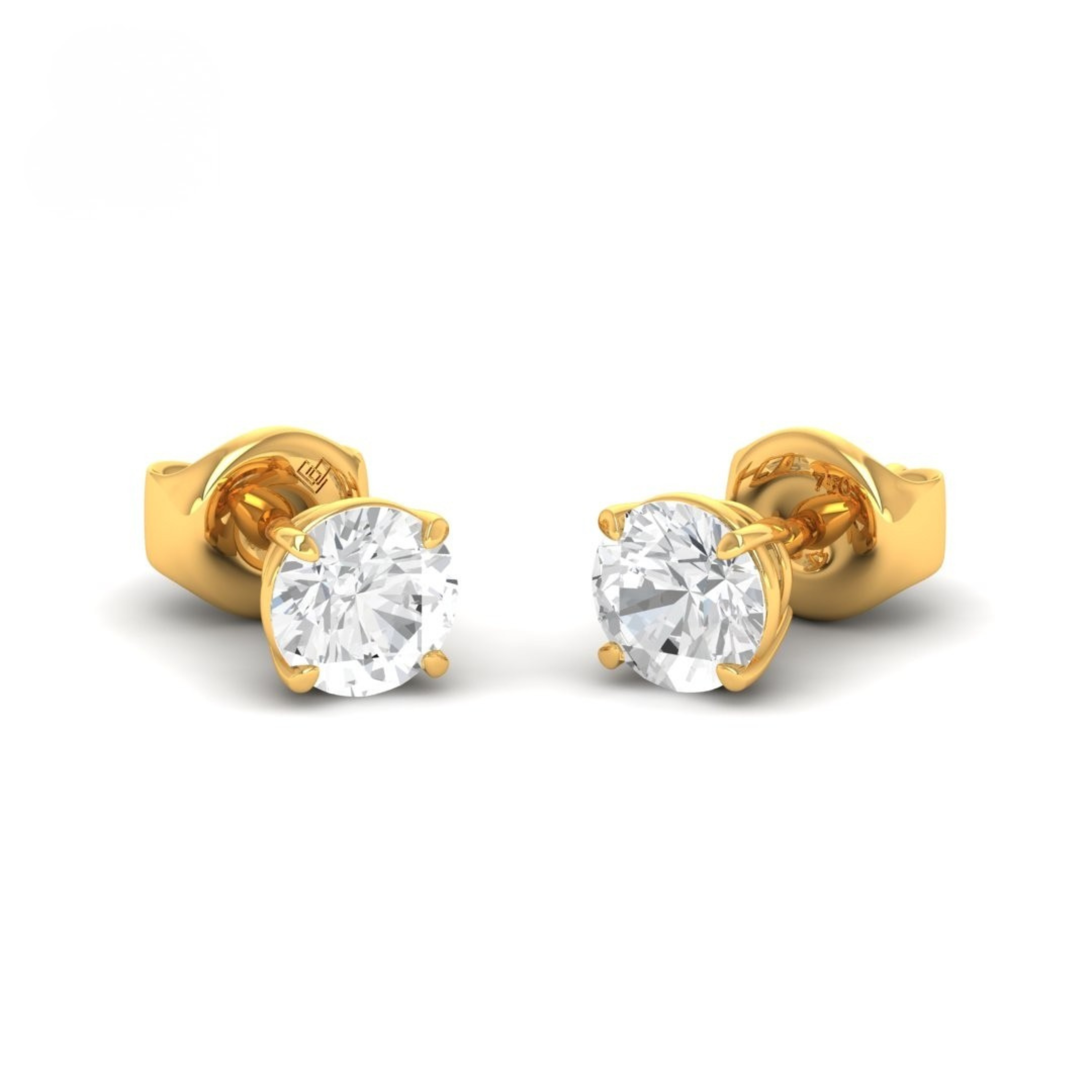 Léonie 3.00ct diamond stud earrings with gold setting, D/E color, VVS clarity