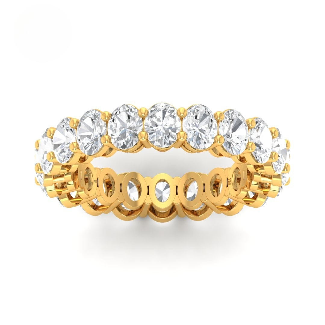 Valerina Oval cut wedding band 4.00ct full eternity diamond ring in yellow gold with prong setting