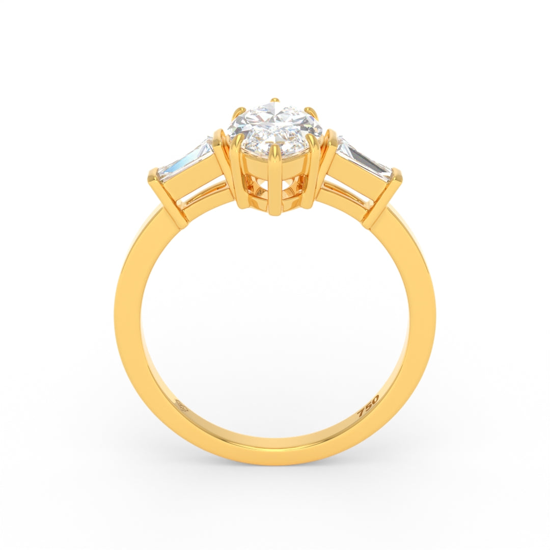 Mary Marquise Cut Diamond Engagement Ring with Tapering Baguette Cut Side Diamonds