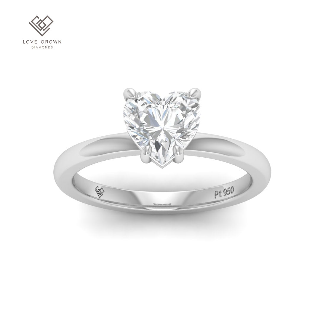 Noémie Solitaire Heart Cut Diamond Engagement Ring in 4 Claw Platinum Band.