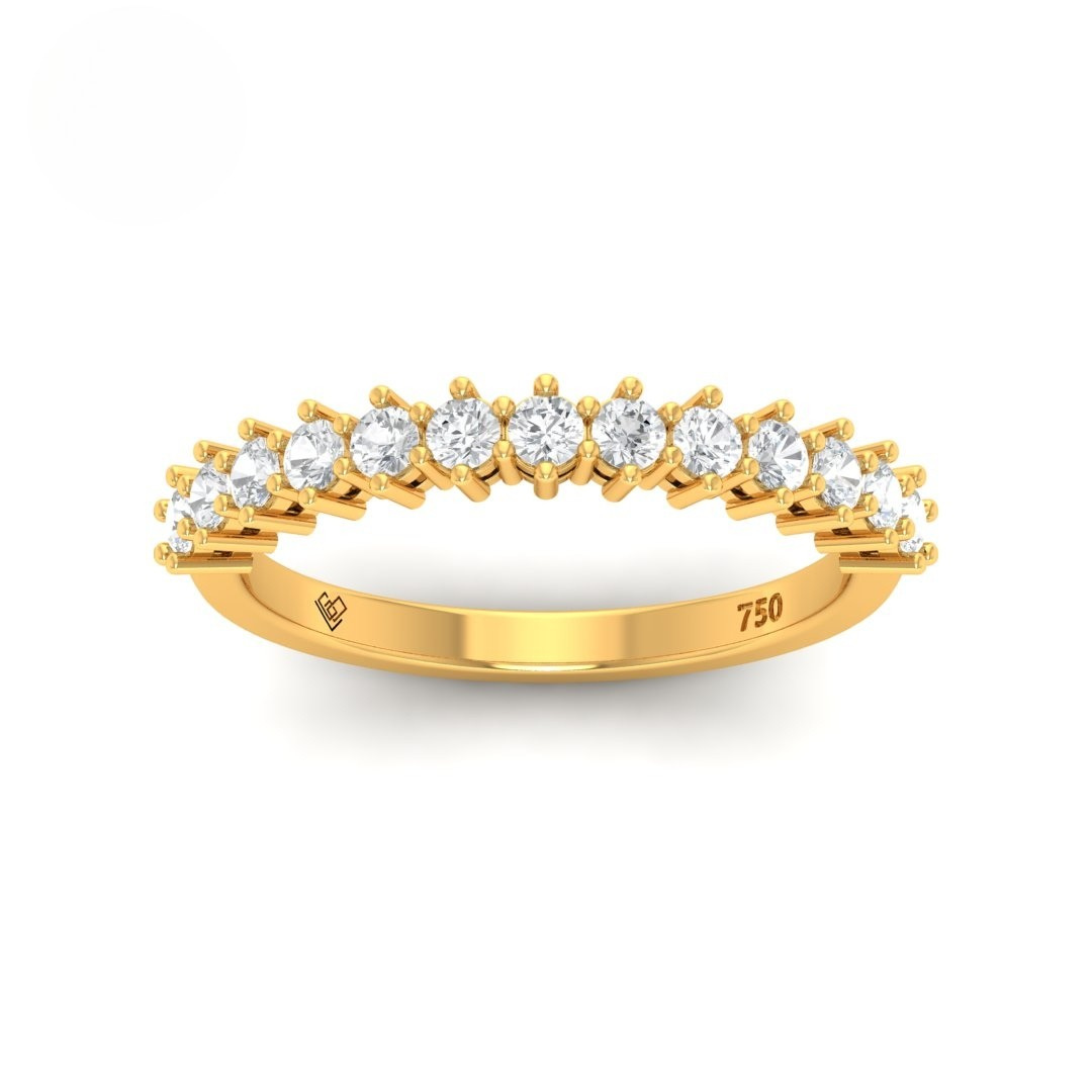 18k gold Scarlett round cut diamond wedding band with 13 lab-grown diamonds totaling 0.5ct, elegant and ethical design