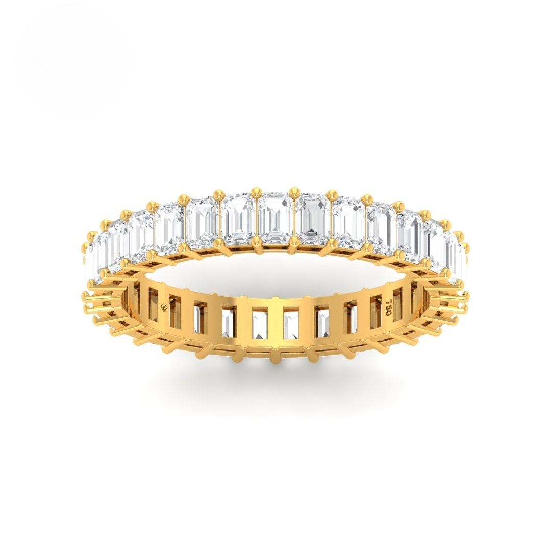 Fleur Emerald cut wedding band with 3.00ct D/E color VS clarity emerald cut diamonds in a platinum prong setting